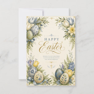 Prettig Pasen Groet ,Elegante bloemen en pastel Bedankkaart