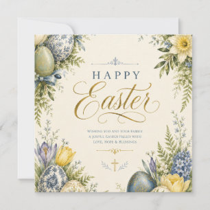 Prettig Pasen Groet, Elegante bloemen en pastel Bedankkaart