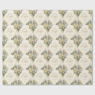 Prettig Pasen Groet ,Elegante bloemen en pastel Cadeaupapier