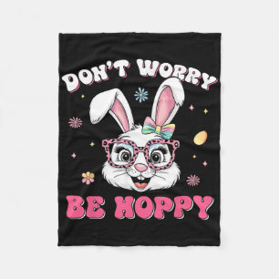Prettig Pasen Groovy Bunny Face Geen zorgen wees H Fleece Deken