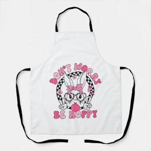 Prettig Pasen Groovy Bunny Face Geen zorgen wees H Schort