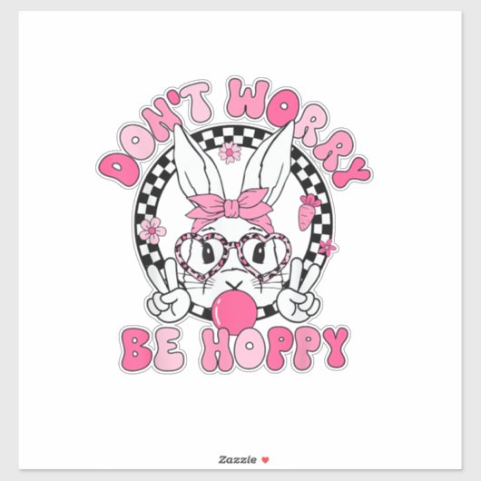 Prettig Pasen Groovy Bunny Face Geen zorgen wees H Sticker (Vel)
