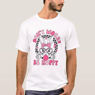 Prettig Pasen Groovy Bunny Face Geen zorgen wees H T-shirt