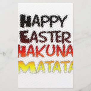 Prettig Pasen: Hakuna Matata Tekstkunst Ontwerp Briefpapier