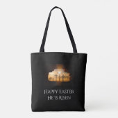 Prettig Pasen Hij Is Opgewekt Drie Kruizen  Tote Bag (Achterkant)