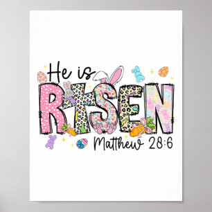 Prettig Pasen Hij Is Opgewekt Jezus Mattheüs 28:6 Poster
