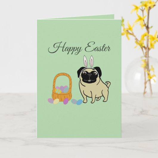 Prettig Pasen, hond Kaart (Gele Bloem)