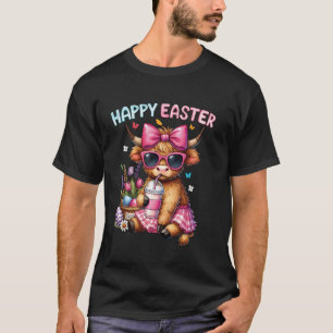 Prettig Pasen Hoogland Koe Cute Paashaas Wo T-shirt
