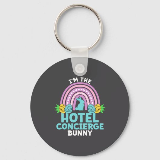 Prettig Pasen Ik Ben De Hotel Conciërge Konijn Sleutelhanger (Voorkant)