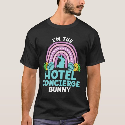Prettig Pasen Ik ben het hotelconciërge konijn T-shirt (Voorkant)