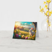 Prettig Pasen in een lentelandschap Kaart (Gele Bloem)