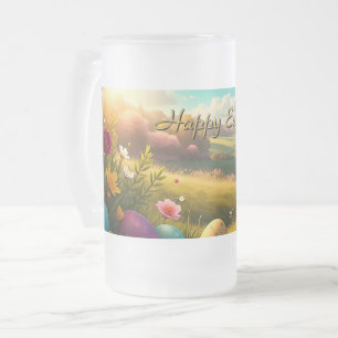 Prettig Pasen in een Lentelandschap Matglas Bierpul