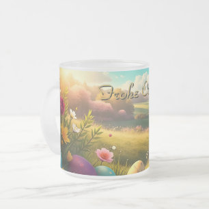 Prettig Pasen in een lentelandschap Matglas Koffiemok