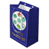 Prettig Pasen in het blauw Medium Cadeauzakje (Achterkant Gekanteld)