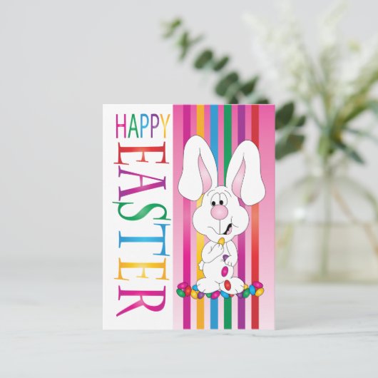 Prettig Pasen Jelly Bean Konijn Feestdagenkaart (Staand voorkant)