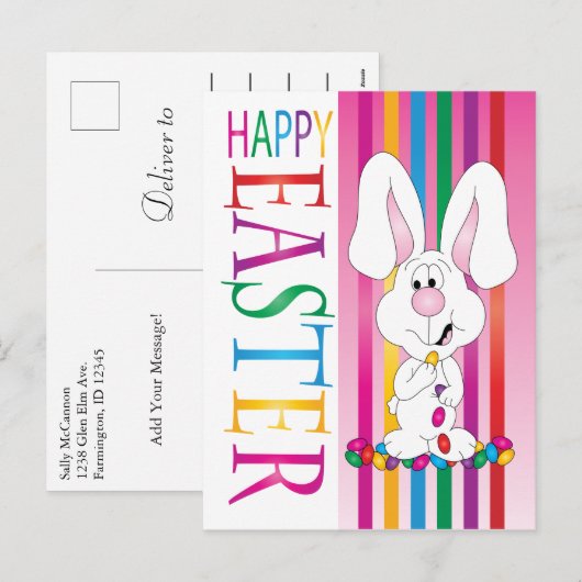 Prettig Pasen Jelly Bean Konijn Feestdagenkaart (Voorkant / Achterkant)