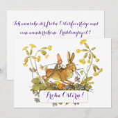 Prettig Pasen kaart met haas Duitse tekst (Voorkant / Achterkant)