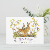 Prettig Pasen kaart met haas Duitse tekst (Staand voorkant)