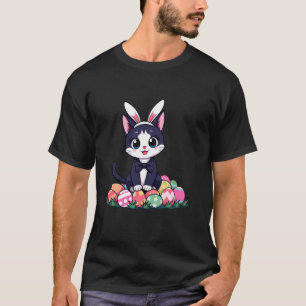 Prettig Pasen Kat Konijn Oren Eierenjacht Grappig T-shirt