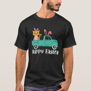 Prettig Pasen Kat Konijn Rijdende Vrachtwagen Jong T-shirt