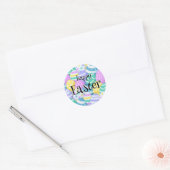 Prettig Pasen Kleurrijke Eieren Achtergrond Ronde Sticker (Envelop)