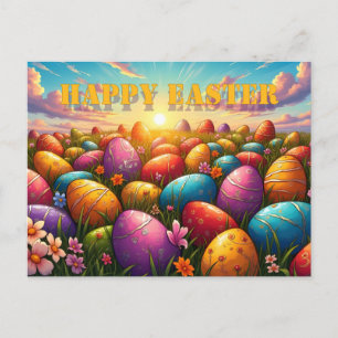 Prettig Pasen Kleurrijke Eieren in Lentewei Briefkaart