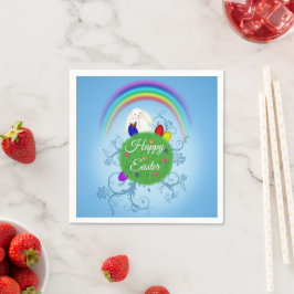 Prettig Pasen Kleurrijke Planeet & Regenboog Knuff Servet