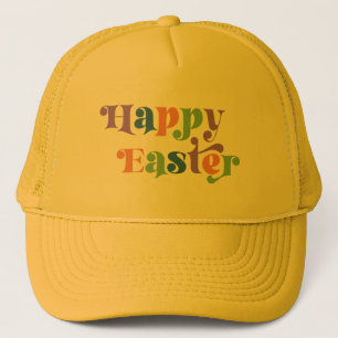 Prettig Pasen Kleurrijke Retro Typografie Trucker Pet