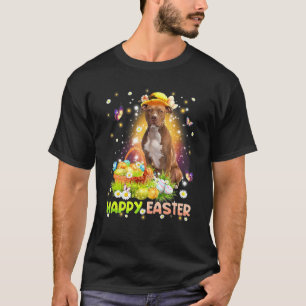 Prettig Pasen Knuffel Konijn Hond Pitbull Eieren M T-shirt