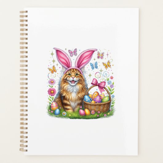 Prettig Pasen Knuffel Konijn Maine Coon Kat Paasei Planner (Voorkant)