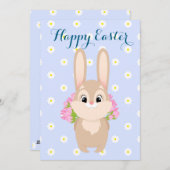 Prettig Pasen Knuffel Konijn Plat Kerstkaart (Voorkant / Achterkant)