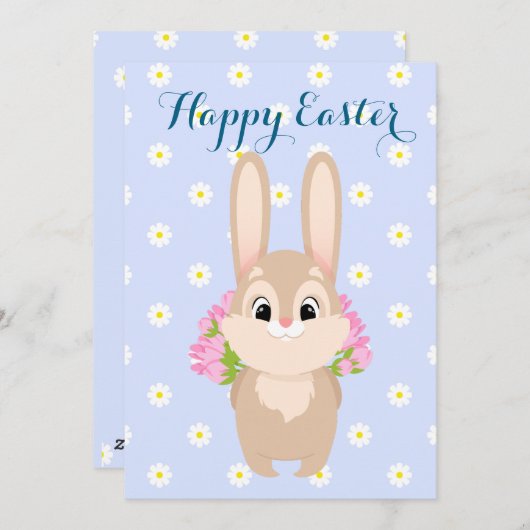 Prettig Pasen Knuffel Konijn Platelijke Vakantietk Feestdagenkaart (Voorkant / Achterkant)