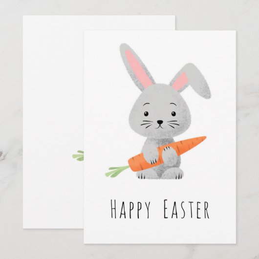 Prettig Pasen Knuffel Konijn Wortel Vakantiegroetk Feestdagenkaart (Voorkant / Achterkant)