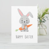 Prettig Pasen Knuffel Konijn Wortel Vakantiegroetk Feestdagenkaart (Staand voorkant)