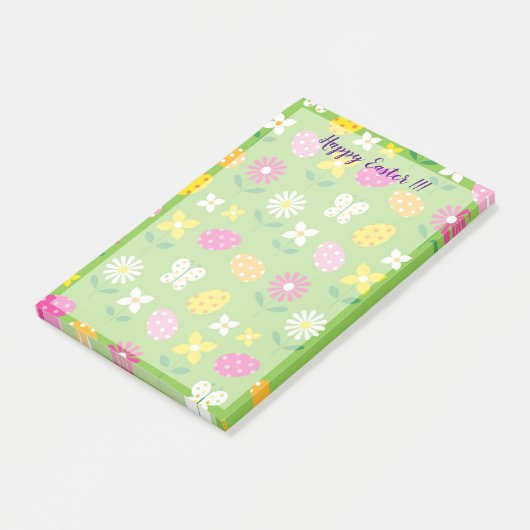 Prettig Pasen Konijn Bloemen Post-it® Notes (Schuin)