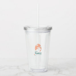 Prettig Pasen – Konijn & Ei Bloemendesign Acryl Drinkbeker