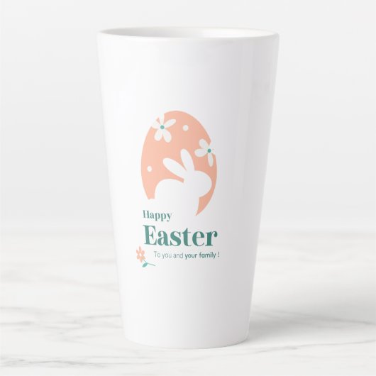 Prettig Pasen – Konijn & Ei Bloemendesign Latte Mok (Voorkant)