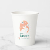 Prettig Pasen – Konijn & Ei Bloemendesign Papieren Bekers (Voorkant)