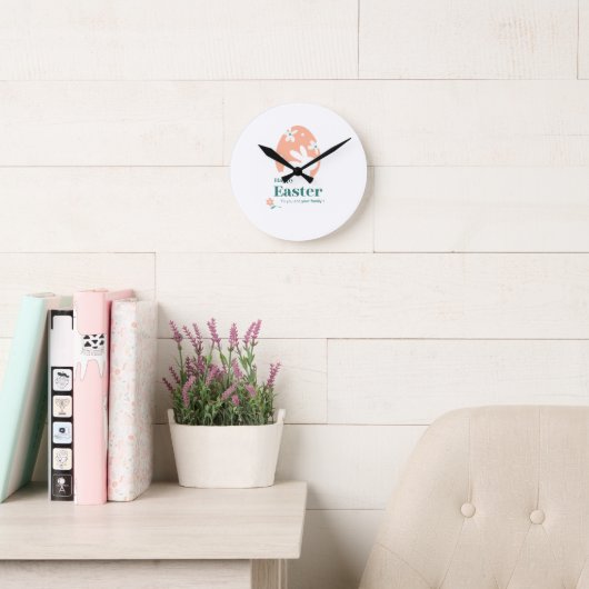 Prettig Pasen – Konijn & Ei Bloemendesign Ronde Klok (Leeskamer)