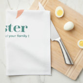 Prettig Pasen – Konijn & Ei Bloemendesign Theedoek (Quarter Fold)