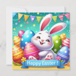 Prettig Pasen - Konijn Eieren in Pastelkleuren Feestdagenkaart