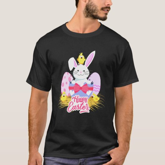 Prettig Pasen & Konijn En Kippenei T-shirt (Voorkant)