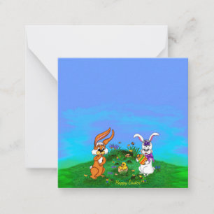 Prettig Pasen! Konijn met Bunny en Kuiken Notitiekaartje