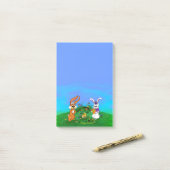 Prettig Pasen! Konijn met Bunny en Kuiken Post-it® Notes (Op bureau)