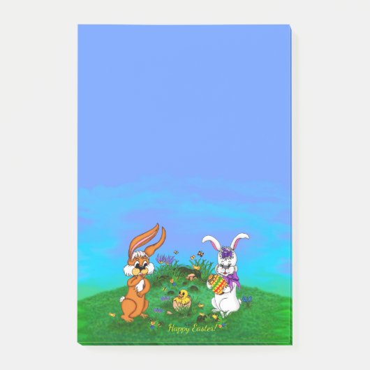 Prettig Pasen! Konijn met Bunny en Kuiken Post-it® Notes (Voorkant)