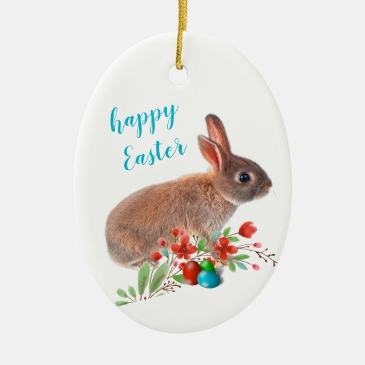 Prettig Pasen Konijn Vakantie  Keramisch Ornament (Voorkant)