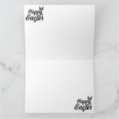 Prettig Pasen, Konijnenoren Op Zwarte Tekst Kaart (Binnen)