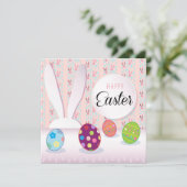Prettig Pasen Lente Lieve Konijn Paaseierenjacht Feestdagenkaart (Staand voorkant)