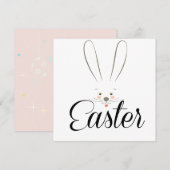 Prettig Pasen Lentebloemen Knuffel Konijn Paaseier Feestdagenkaart (Voorkant / Achterkant)