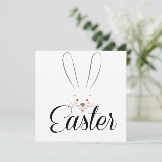 Prettig Pasen Lentebloemen Knuffel Konijn Paaseier Feestdagenkaart (Staand voorkant)